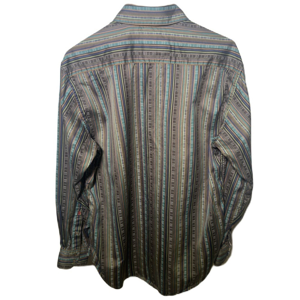 Robert Graham Size L Multi Color Striped Patterned Long Sleeved Flip Cuff Shirt